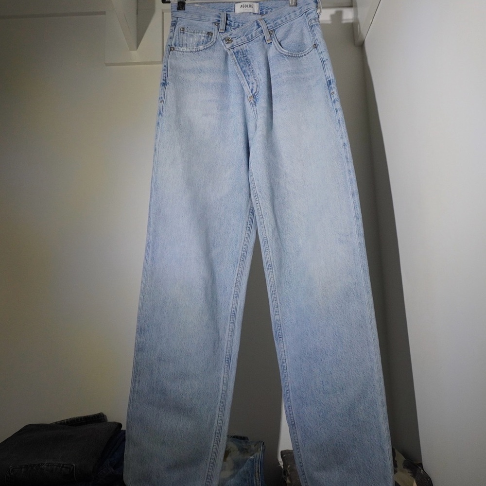 AGOLDE Criss Cross Jeans Size 22 Light Blue - Picture 10 of 14